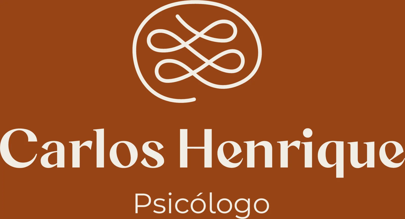 Logotipo Carlos Henrique Psicólogo em creme sobre fundo terracota