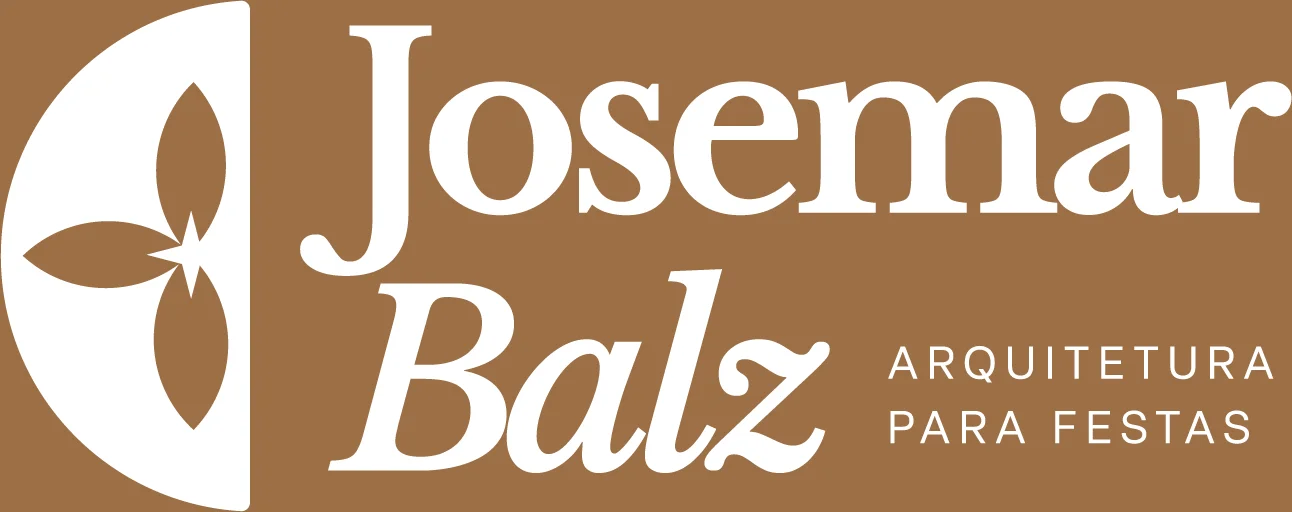 Logotipo horizontal Josemar Balz em branco sobre fundo dourado
